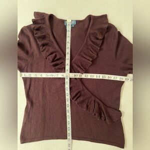 Ralph Lauren Sweater PL Silk Cashmere Ruffle V-Neck Faux Wrap Surplice Crossover